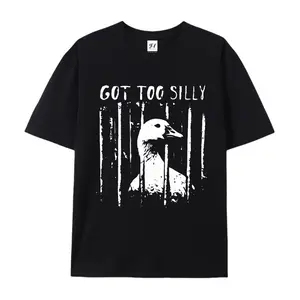 Unhinged Goose Got Too Silly Jail Meme T-Shirt Unisex Vintage Loose Pure Cotton Graphic Tee