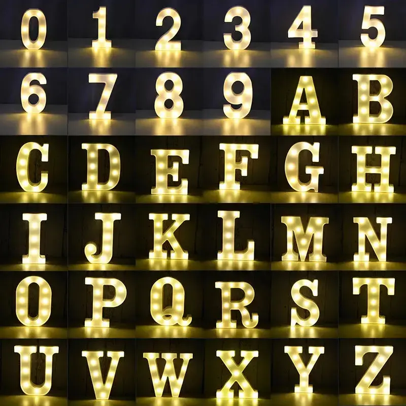 Plastic LED Letter Night Light - Alphabet, Number, Heart Shapes Accent Light Novelty Lighting with LED Backlit, Decorative Atmosphere Lamp for Wedding, Birthday Party DIY Space Enhancement