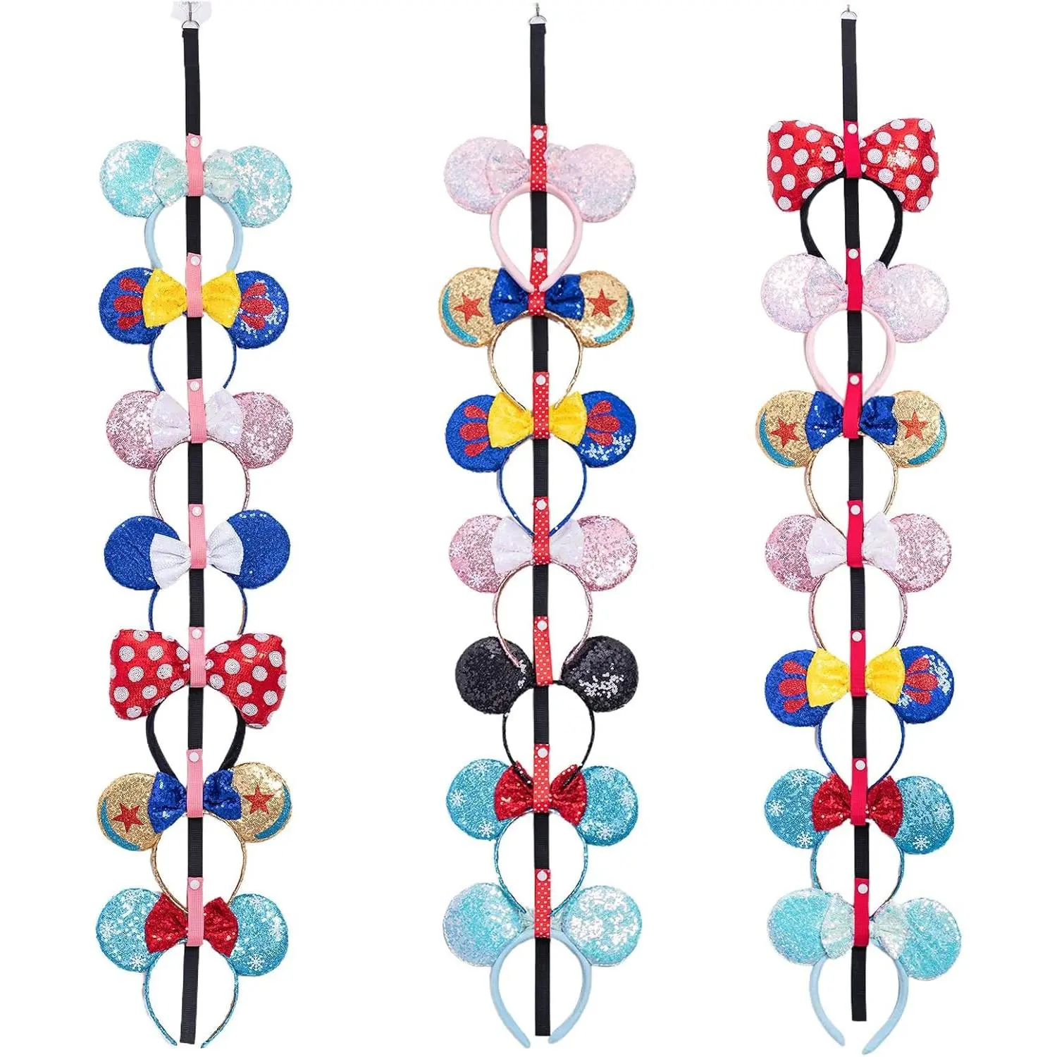 3 Pcs Mouse Ears Headband Holder Hanging Vertical Wall Organizer for Bow Hair Accessories Display Decor