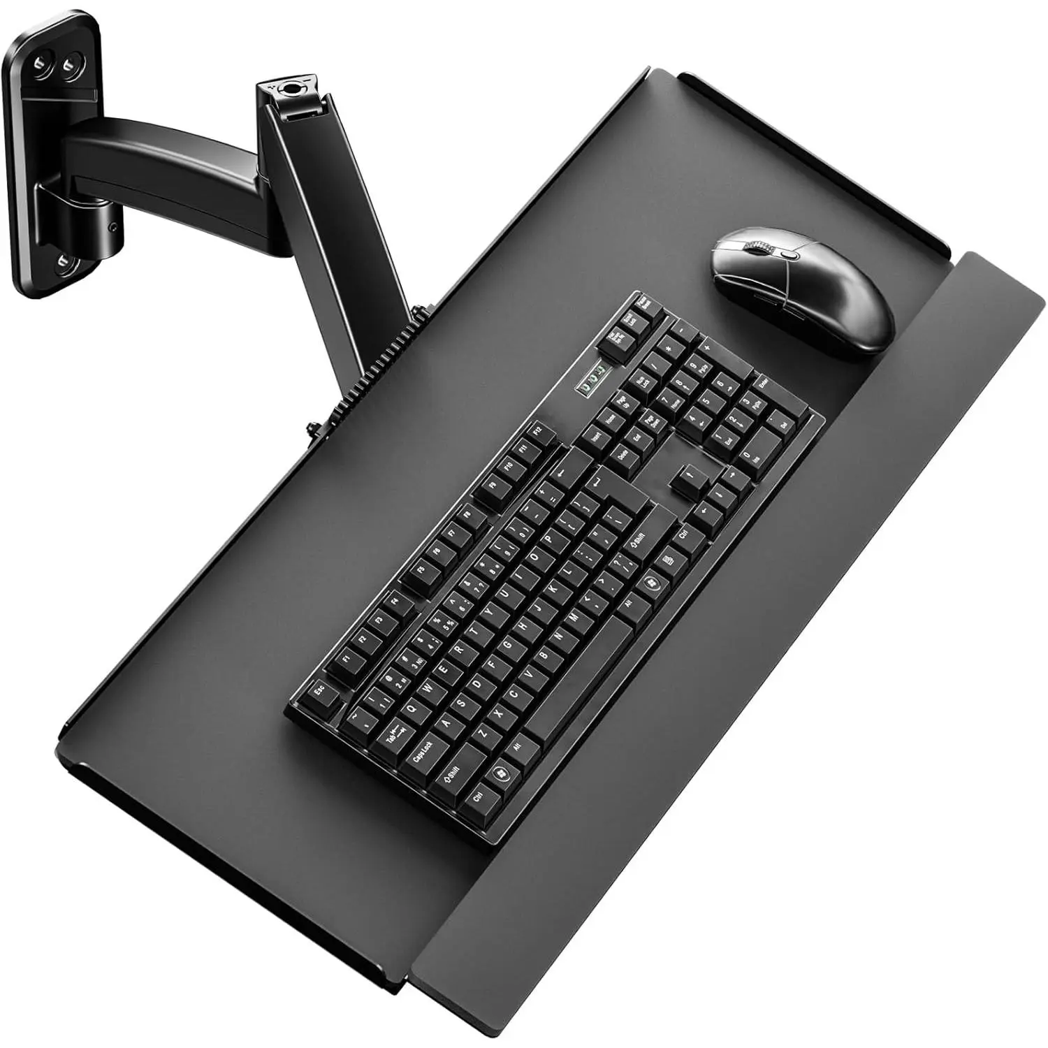 Keyboard Tray Wall Mount,Sit-Stand 26 Inch Keyboard and Mouse Stand,Black | Height Adjustable Typing Platform,360 Degree Rotation, Holds up to 19.8 lbs