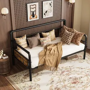 Metal Daybed Frame Twin Size, Heavy Duty Metal Twin Bed Frame, Daybed for Living Room Bedroom Guest Room