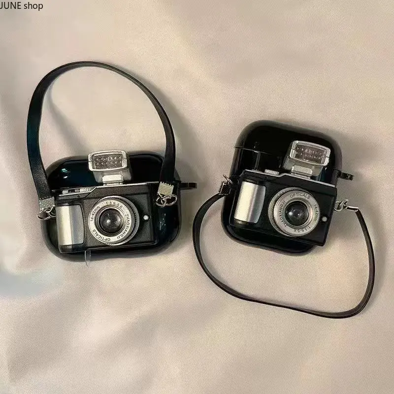 Novelty Vintage Retro Camera Silicone Earbud Cover For AirPods Pro 2, Pro 3, AirPods 4 And AirPods 5, Shockproof Anti-Impact Protective Shell, Nostalgic Unique Tech Ornament For All-Day Daily Carry & Outdoor Shooting