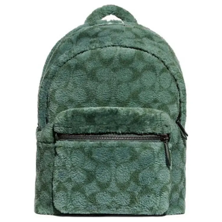 COACH Charter 30 Classic Monogram Zip-Top Wool-And-Shearling Backpack, Large, Men's, Green