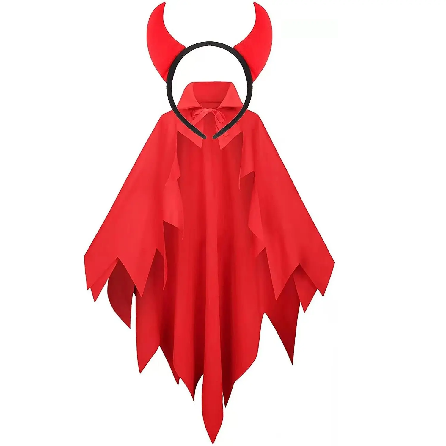 Halloween Devil Costume Set, Devil Cape and Horn Headband, Perfect for Halloween Party, Fun and Spooky Dress-Up Gear