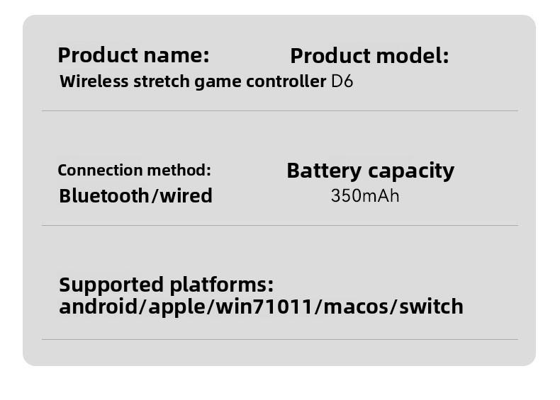 Dual Hall Effect Telescopic Gamepad - D6DP Wireless Controller for Switch Android iOS Windows