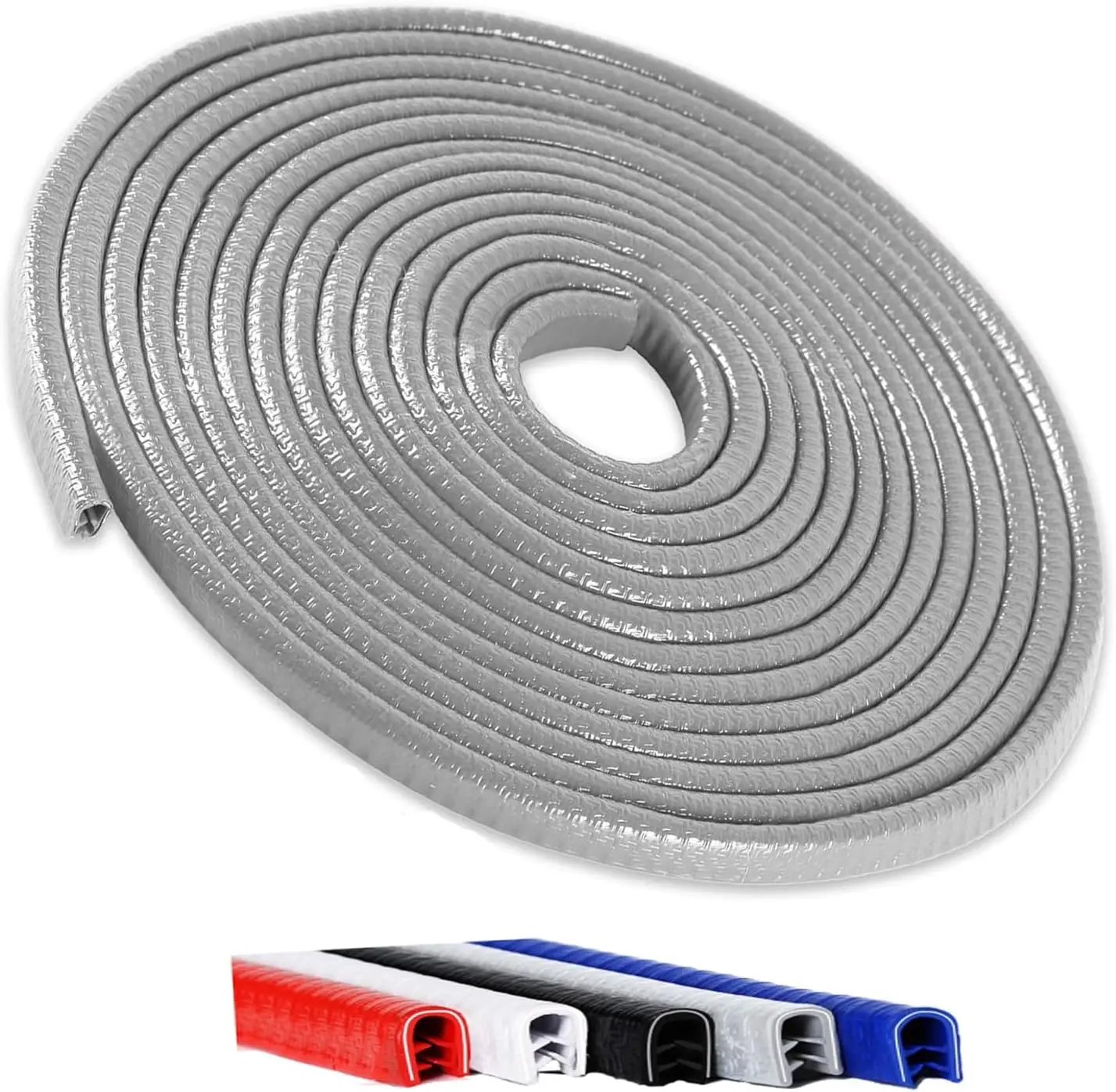 16.5FT(5M) U-Shape Car Door Edge Protector Guard, No-Glue Segmented Rubber Seal Paint Protect Strip, Universal Car Accessory for Most SUVs, Trucks (Grey), Truck Accessories