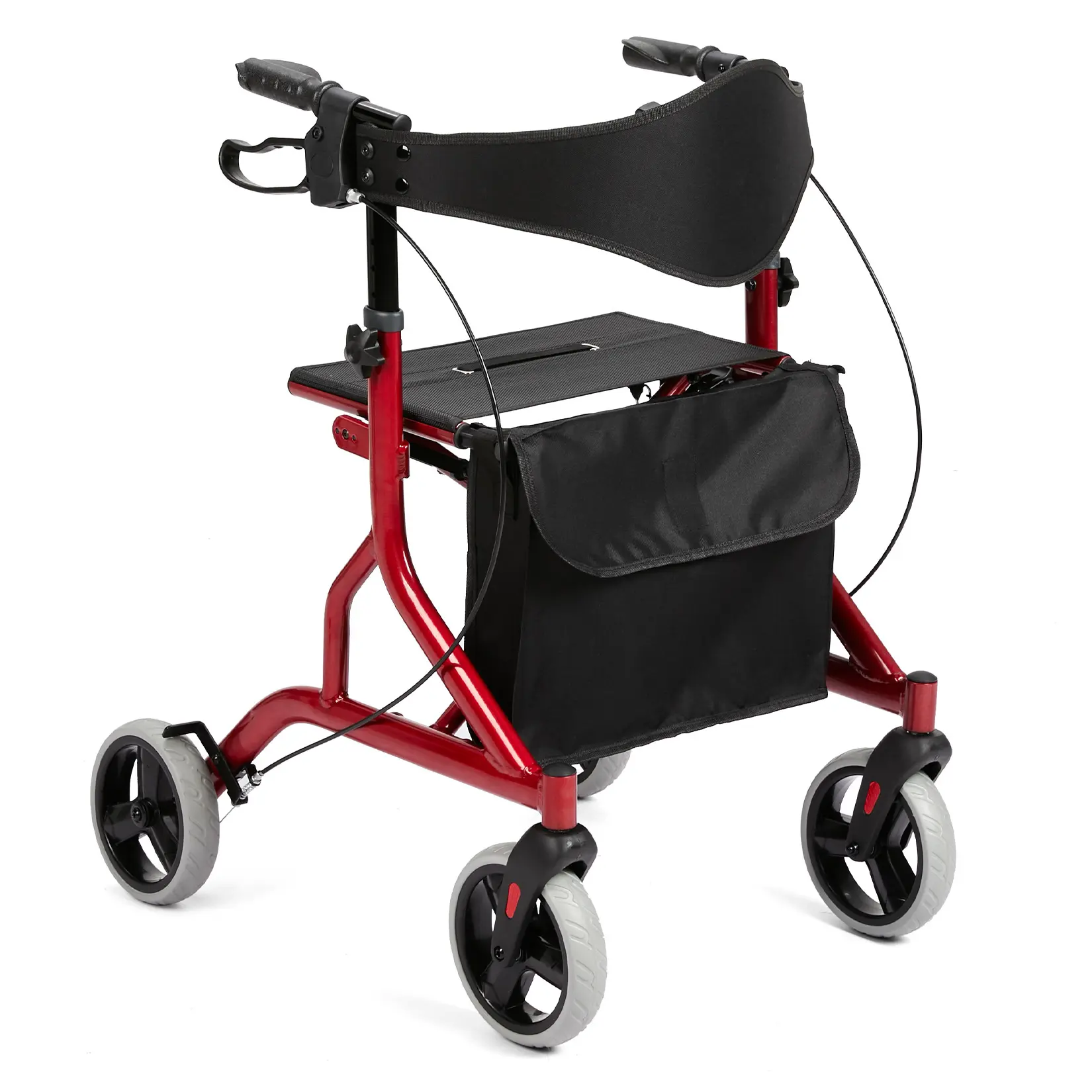 Foldable Rollator Walker with Seat & Backrest – 20" All-Terrain Wheels, Adjustable Height, Lightweight Mobility Aid for Seniors