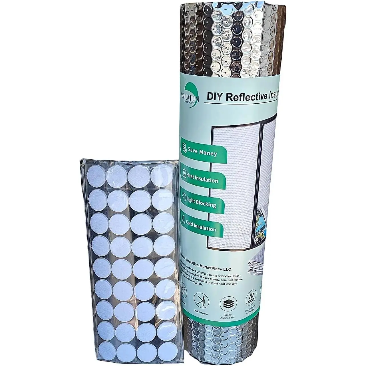Double Reflective Bubble Foil Insulation Roll, 16"x10ft Thermal Shield with Adhesive Dots for RV Window Insulation, Rv Users