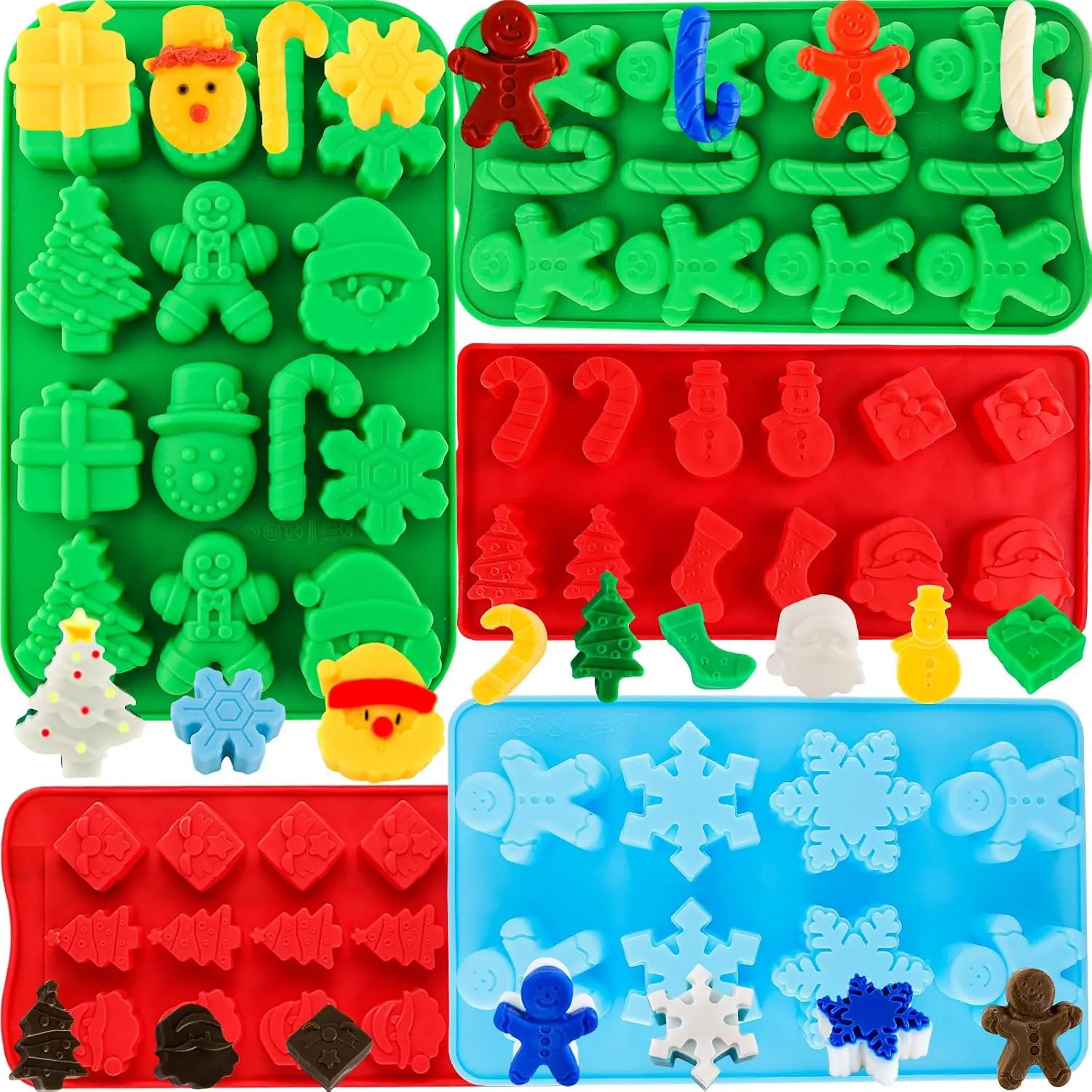 Christmas  Molds Christmas  Molds Candy Molds for Baking Sweet ,Cake Xmas   Soap Candles with Shape of Christmas Tree, Santa  Party Decoration Red,Green,Blu