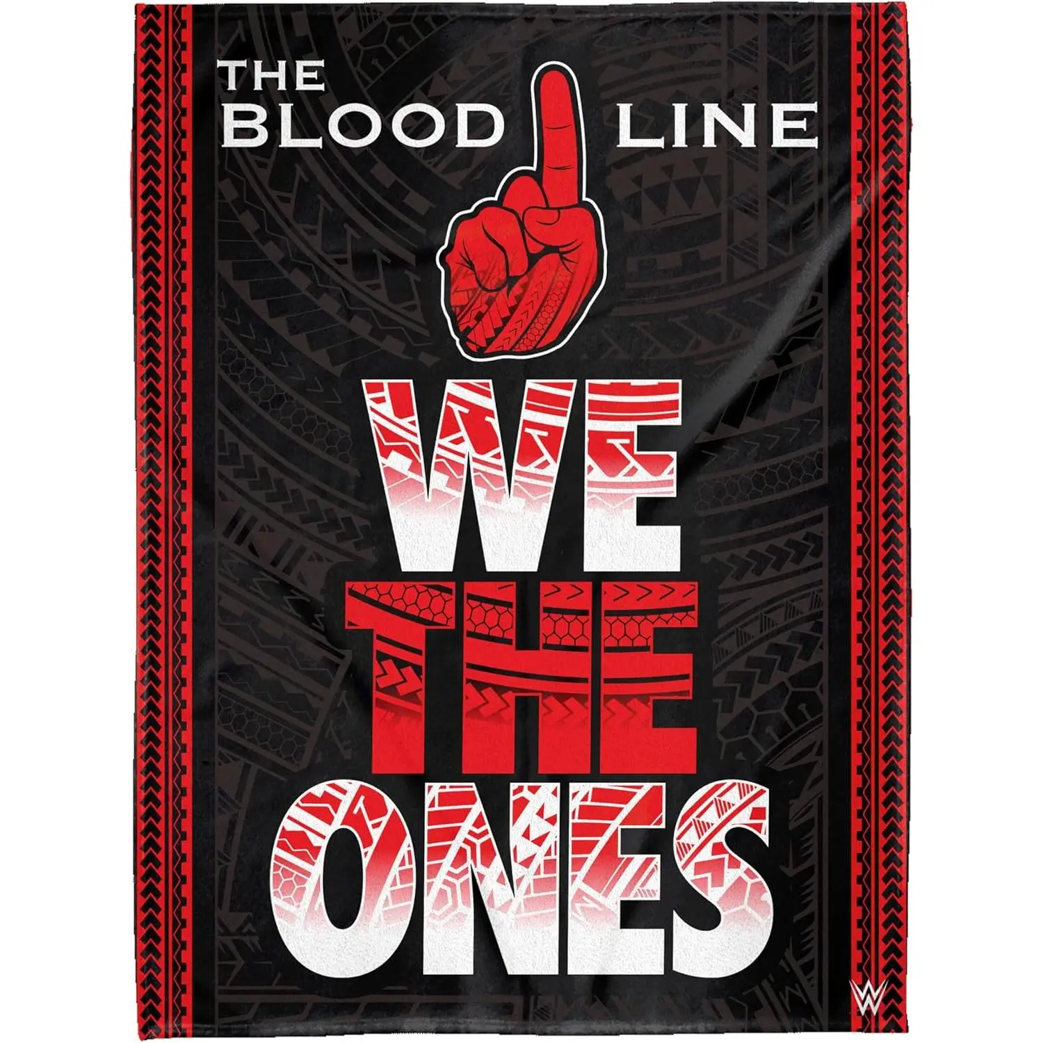 The Bloodline We The Ones Tribal Pattern Flannel Throw Blanket, Black Red Tribal Hand Graphic Soft Fleece Blanket, Sofa Bedroom Decor Blanket, Gift For Professional Wrestling Fans