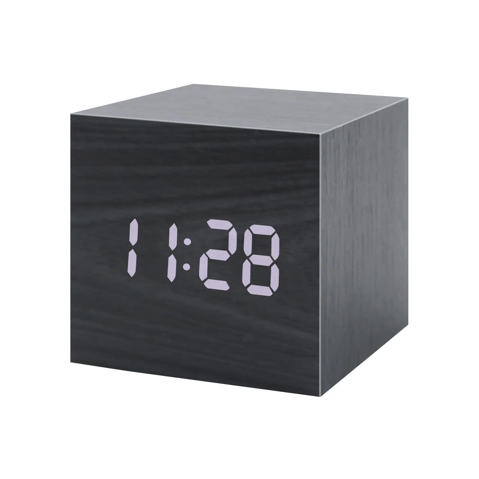 Wooden Digital Alarm Clock for Bedroom, Small LED Desk Clock with Temperature, Snooze, DST Function, DC Port, Adapter Powered, Wood Decor Bedside Clock for Home Office, USB Powered Clock
