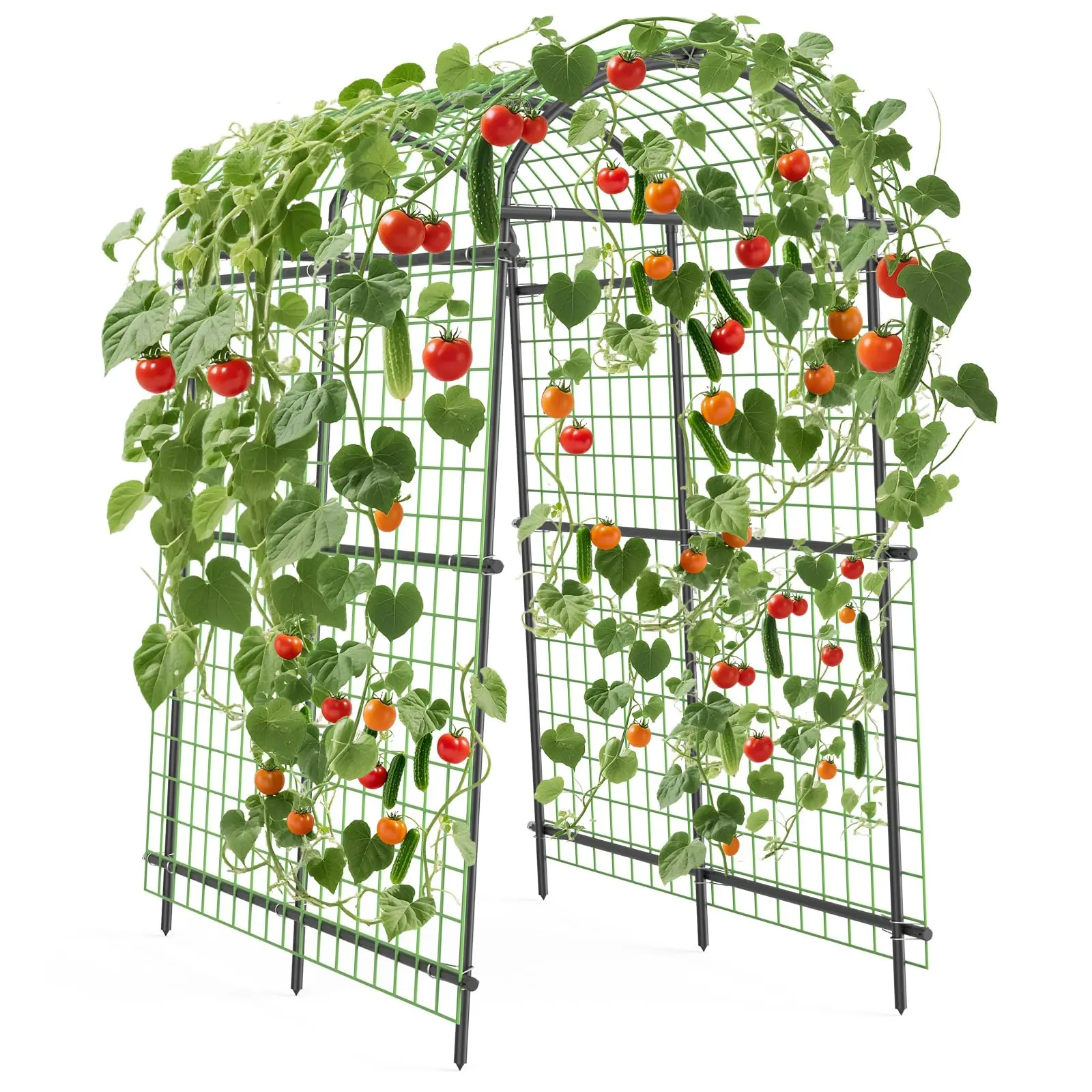 Extra Tall 7.5FT Metal Garden Arch Trellis Arbor with Netting – Adjustable Width, Polyethylene-Coated Steel, Weather-Resistant – Ideal for Climbing Plants, Vegetables