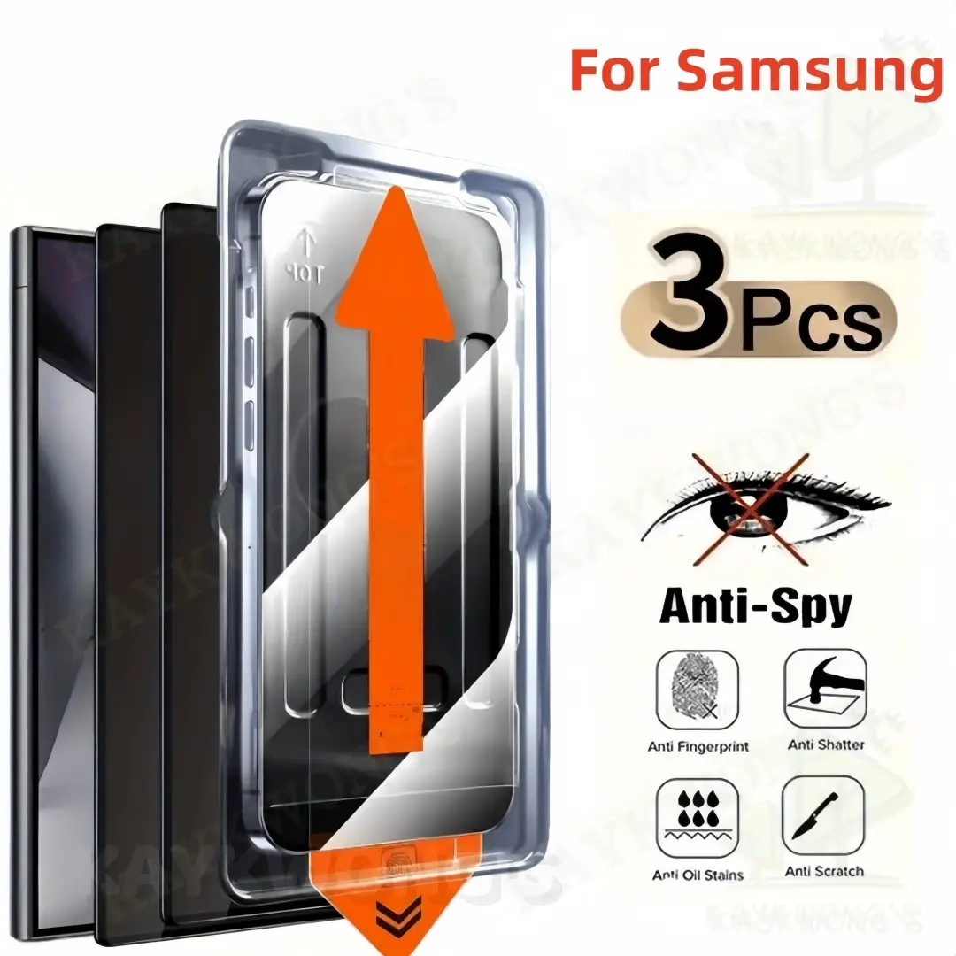 KAYKWONG'S Privacy Screen Protector for Samsung Galaxy S22 5G/S22+ 5G/S23/S23+/S24/S24 Plus/S24 Ultra/S25/S25 Plus/S25/S26 Ultra Series, 3-Pack, 9h Tempered Glass, Anti-Spy Design, Includes Dust Cover, Mobile Phone Accessories