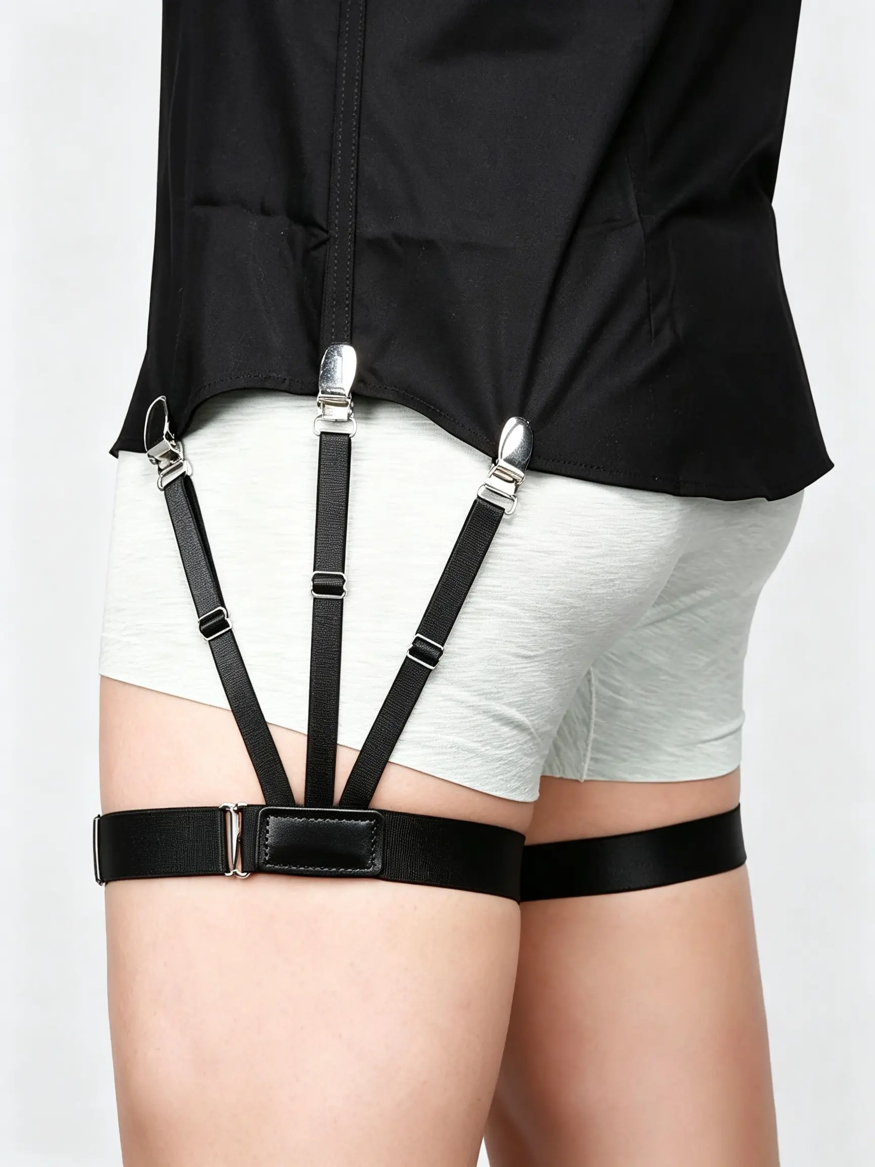 2 Piece Men's Shirt Stays Upgrade, Adjustable Elastic Garter, Military Shirts Holder, Non-Slip Locking Clamps, Practical Versatile Accessory, All Seasons
