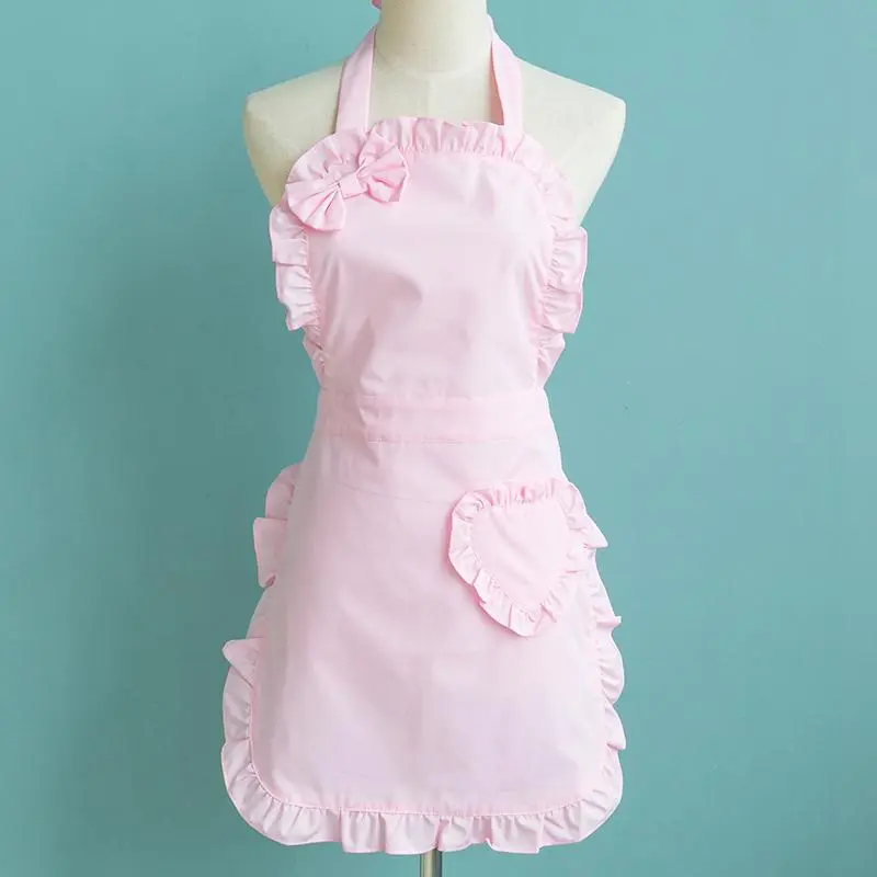 Cute Ruffle Trim Apron, Solid Color Kitchen Apron, Fashionable Cookware for Home Kitchen, Household Items