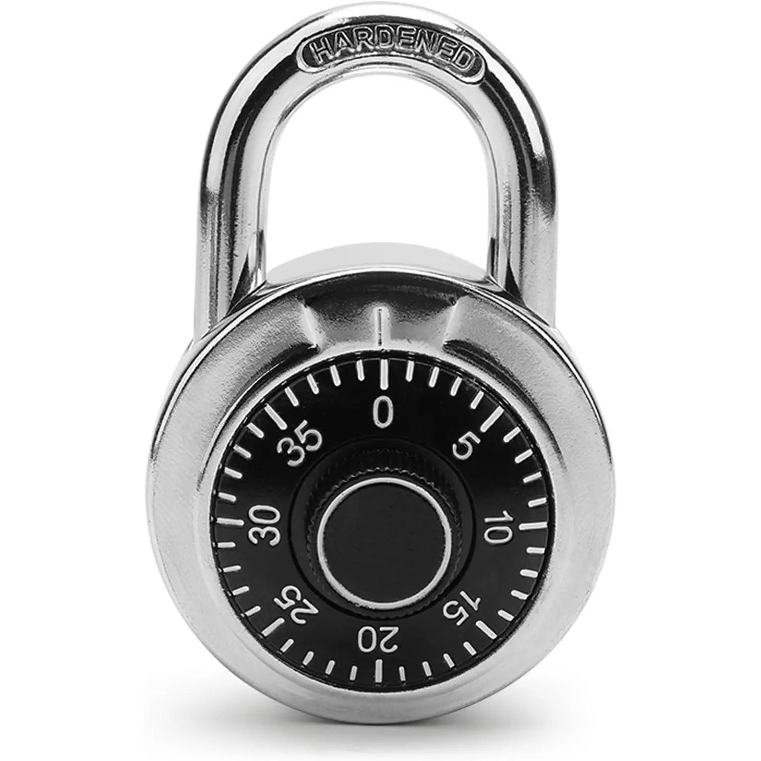 Combination Padlock for Locker – 2 in. Wide Lock with Preset 3-Digit Code, Hardened Steel Shackle, Black Dial, for Gym, School, Toolbox &  – Pack of 1