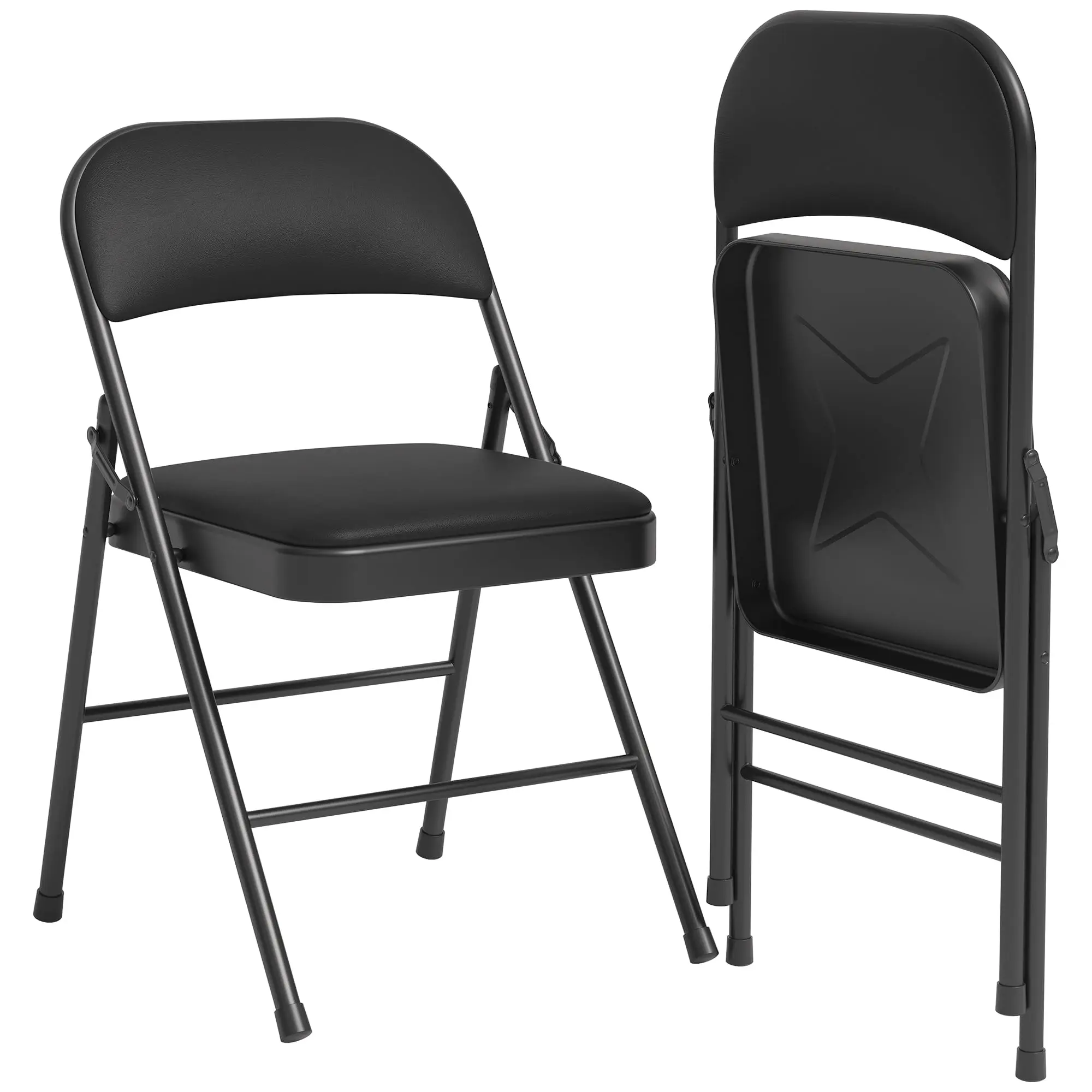 2 Pack Folding Chairs with Padded Cushions, Padded Foldable Chair Hold Up to 350 Pounds