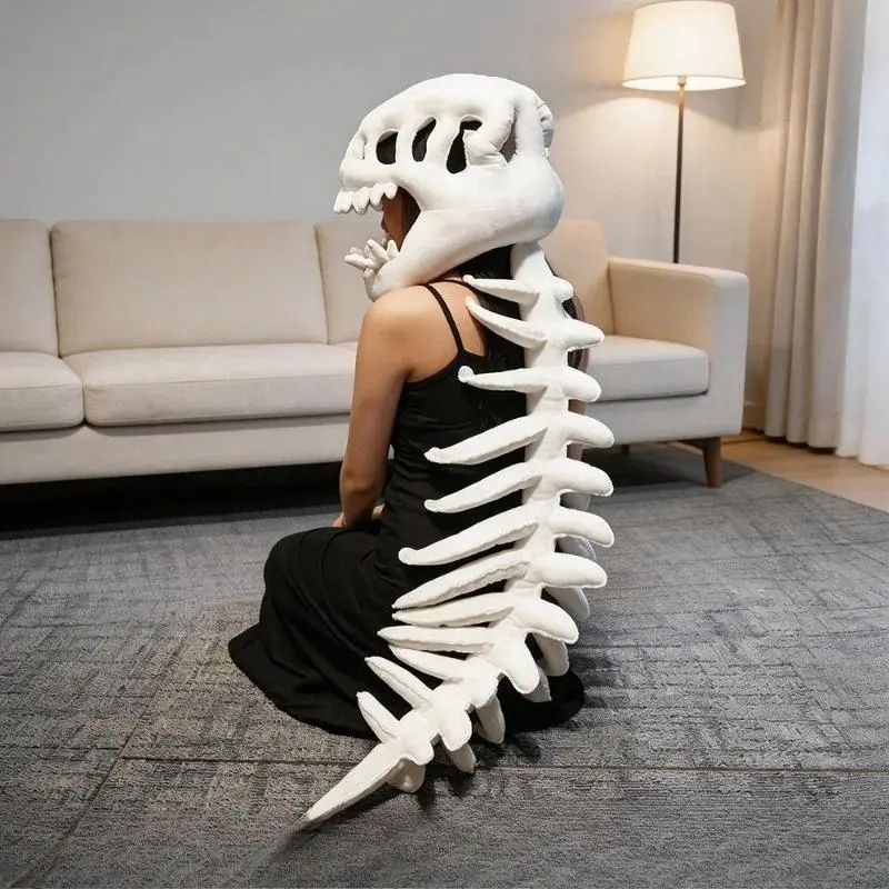 Dinosaur Skeleton Hat Funny Soft Dinosaur Skeleton Cos Props Dinosaur Skeleton Costume for Kids and Adult Birthday Gifts