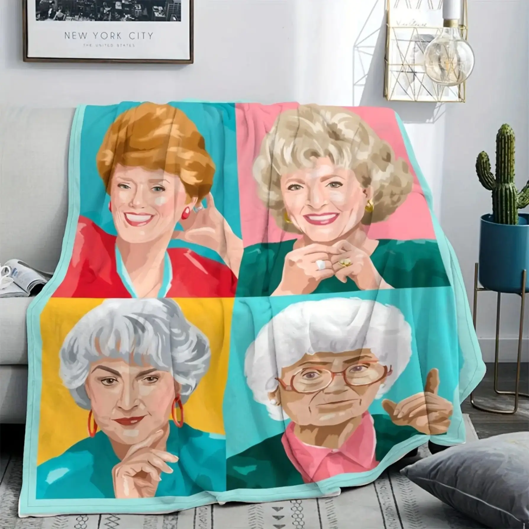 Golden Girls Classic TV Show Flannel Blanket Dorothy Rose Blanche Sophia Soft Warm Plush Fleece Throw Retro Y2K Room Decor Bedding Couch Sofa Cover Travel Best Friend Fans Gift for Women