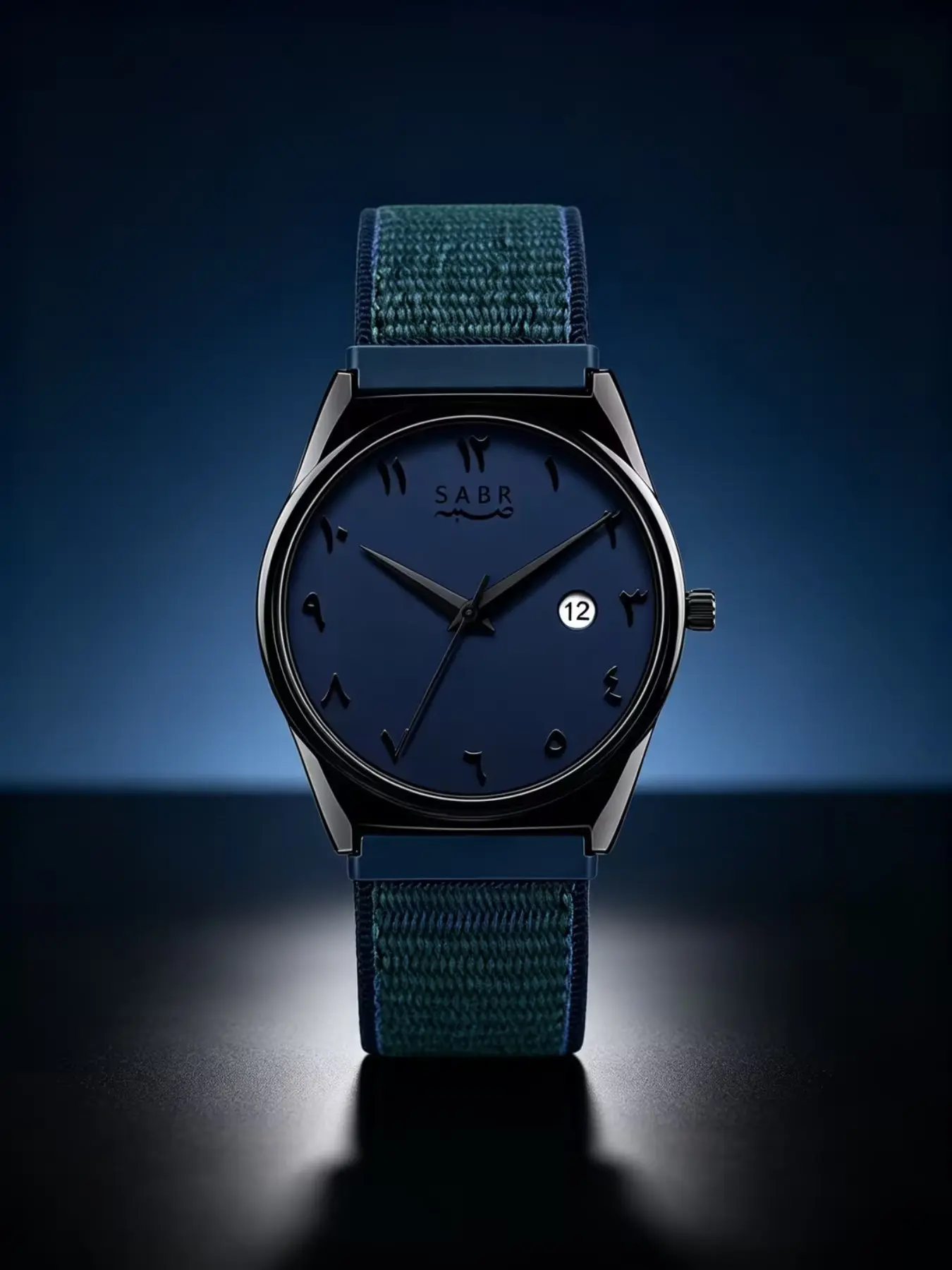 Men's Quartz Watch with Arabic Numbers, Deep Blue Dial, Nylon Strap, Minimalist Design with Calendar Function, Casual Muslim Daily Wristwatch Gift, Casual Trendy Wristwatch