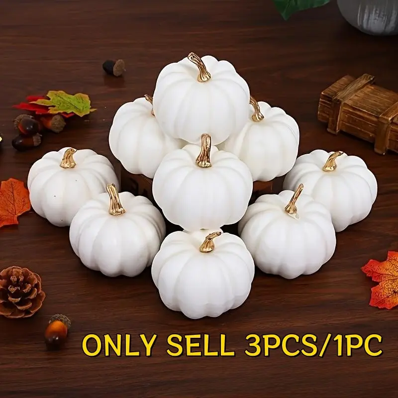 1pc/3ps set Foam Pumpkin Decor Set, Halloween & Harvest Festival Decoration, Reusable Fall Farm Decor, DIY Wedding Props, 3 Sizes Included