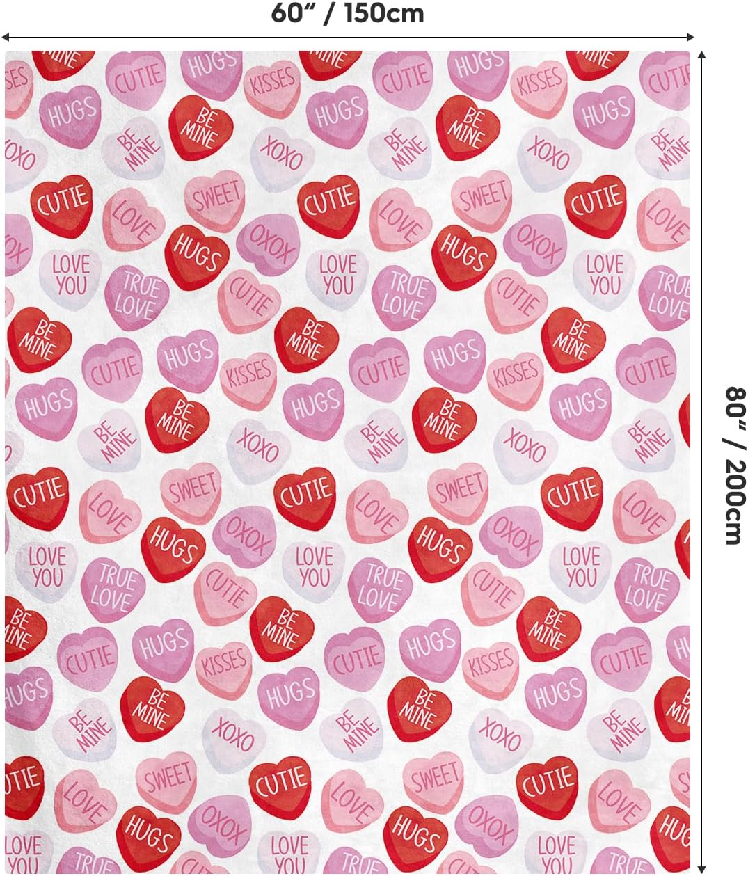 Valentine Flannel Blanket Throw, Pink Hearts with Words Soft Fuzzy Plush Cozy Fleece Blankets for Couch Sofa Bed Lounging, Ideal Gifts for Kids Adults Wife Self, 50x60 Valentine Flannel Blanket Throw, Pink Hearts with Words Soft Fuzzy Plush Cozy Fleece Blankets for Couch Sofa Bed Lounging, Ideal Gifts for Kids Adults Wife Self, 50x60