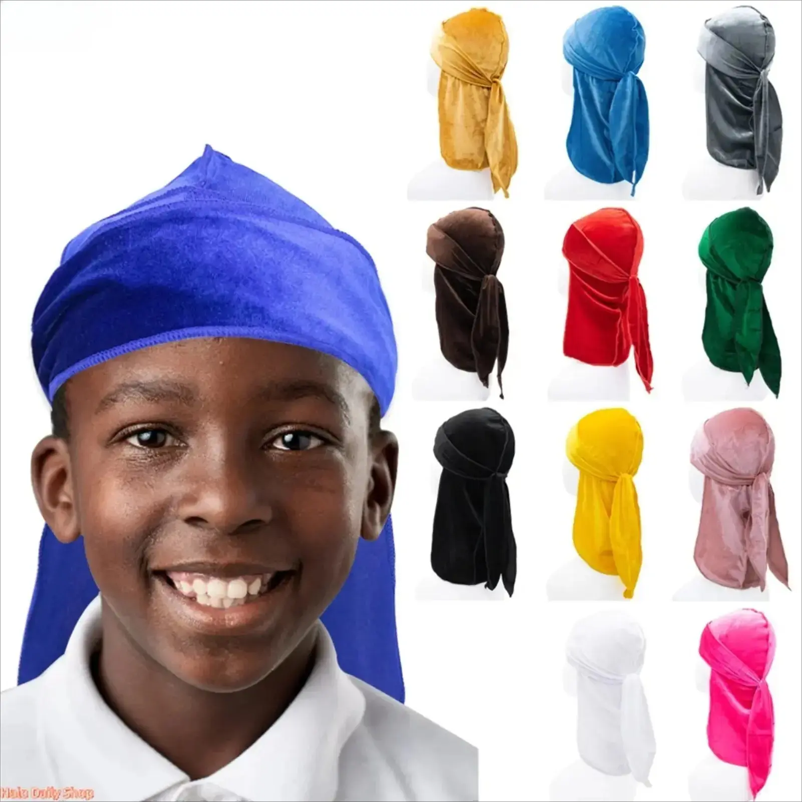 Stretch Velvet Durag, Long Tail Turban Style Headwrap with Oversized Fit for Big Heads, Unisex Cosplay & Hip Hop Wear, Streetwear, One Size Fits All