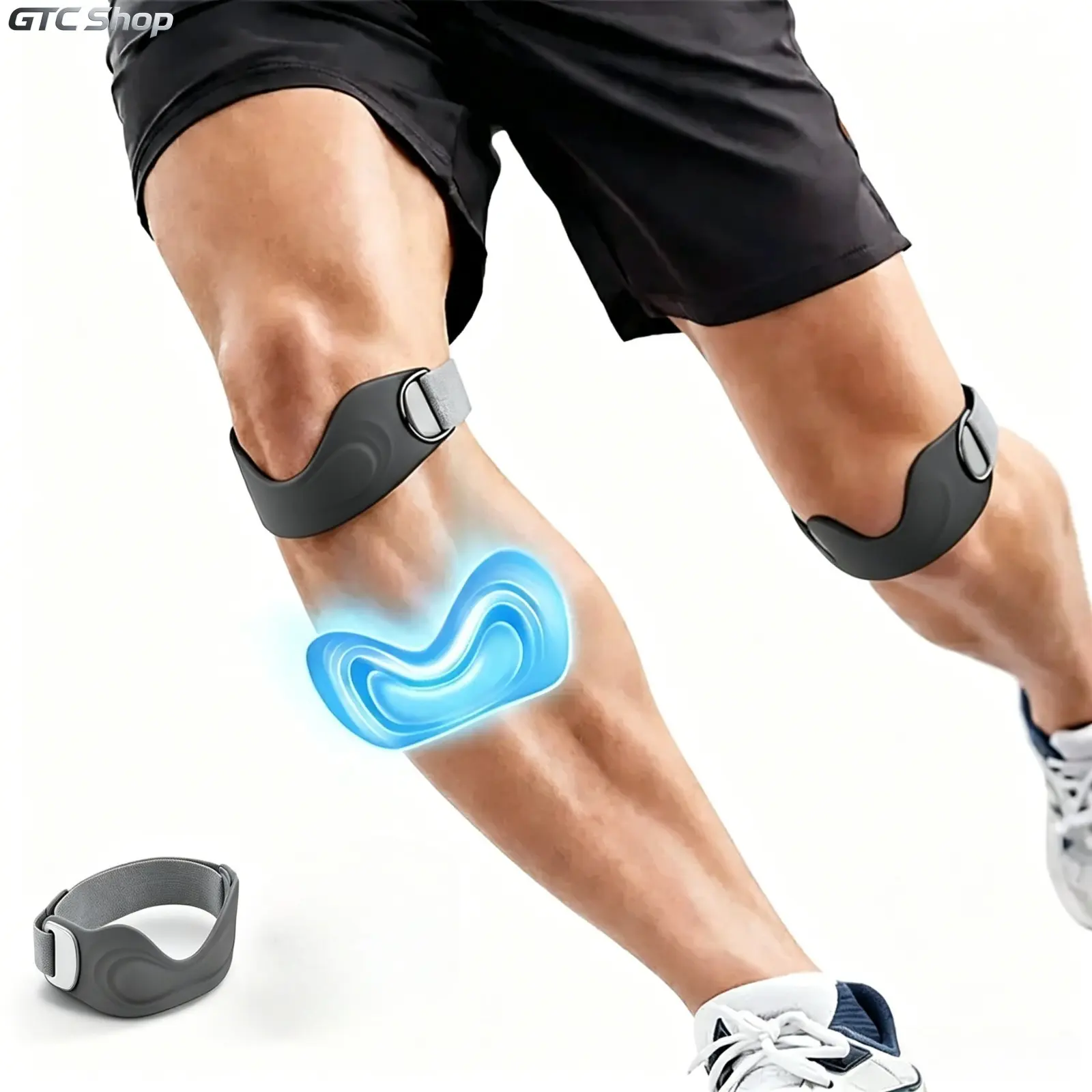 1-Pack Silicone Patellar Tendon Support Strap, Adjustable Knee Pain Relief Brace for Runners Knee, Jumper's Knee, Hiking, Basketball, Soccer & Gym, Comfortable Non-Slip Knee Straps for Men & Women