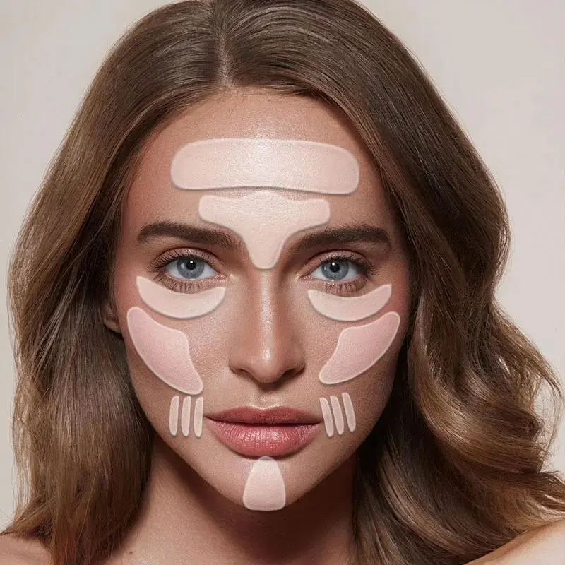 18pcs Face and neck patches, triangular chest patches, Beauty and Personal Care Eye care transparent silicone patches, skin care patches