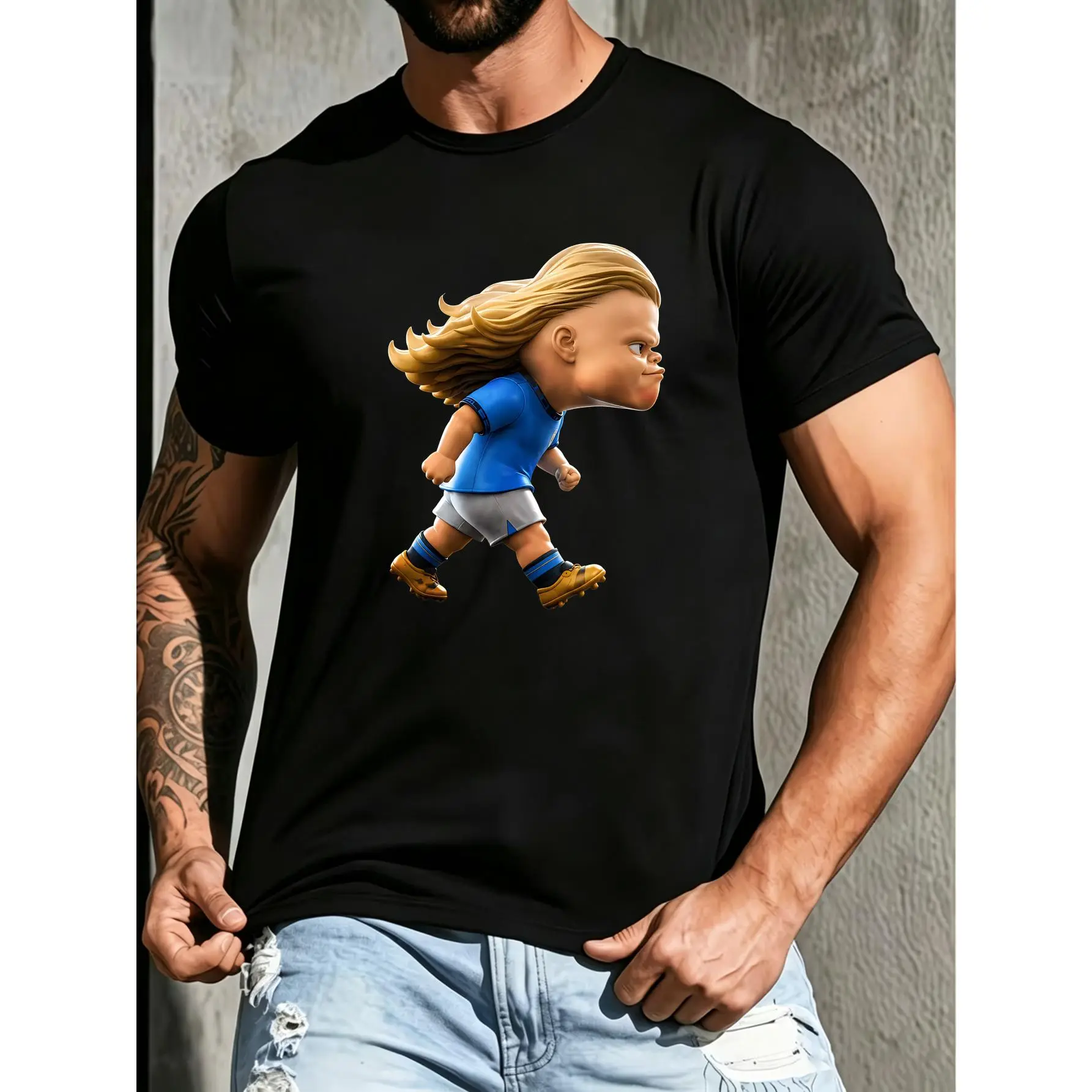 Football Player Graphic Printed Tee, Unisex Soccer Novelty Birthday Gift for Fans Supporters Training Casual T‑Shirt