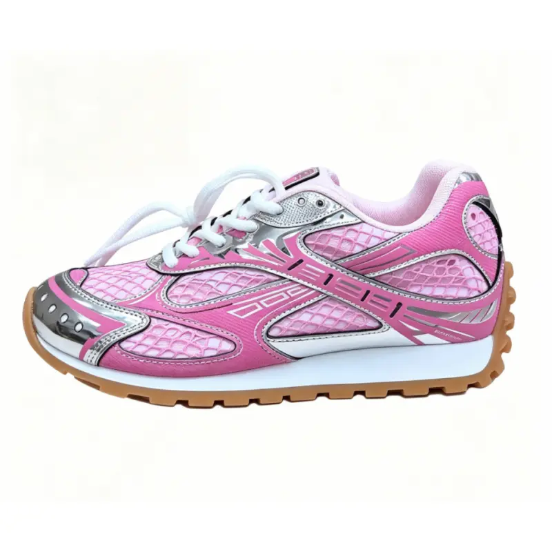 Women's Pink Chunky Dad Sneakers, Casual Platform Sports Shoes with Comfortable Mesh Upper and Pigskin Rubber Sole, Walking Shoes, Athletic, Footwear, Casual Trainers, Pig Skin, Round Toe, Grid