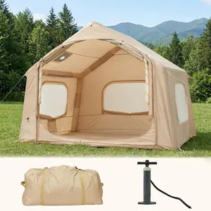 Garvee Spacious Inflatable Camping Tent for 4-6 Adults – Large Portable Outdoor Shelter with Hand Pump – Quick Set Up, Waterproof & Weather-Resistant – Family Tent - Resistant - Size: 8 Square