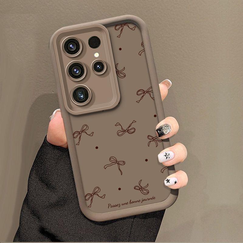 Fashionable Full-Coverage Bowknot Phone Case, Compatible with Samsung Galaxy S24, S22+, , S25, S23+ Plus  Artistic Matte Texture Design, with Lens Protection, Shockproof Soft Edges, Compatible with iphone 11 12 13 14 15 16 17 air plus pro max