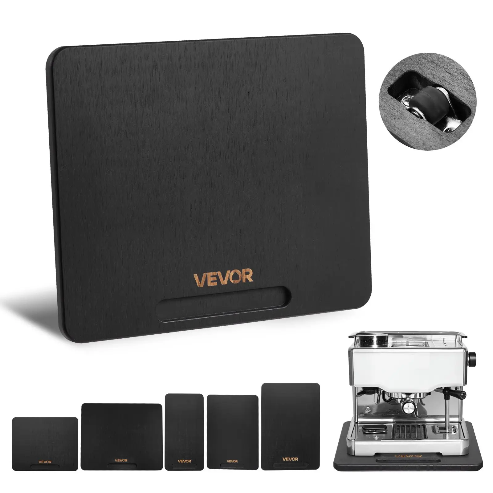 【DealsForYouDays】VEVOR Black Kitchen Appliance Rolling Slider Tray, 10.5x13in (13in), 0.7in Silent Wheels, Hollow Handle, Easy-to-Clean, Marble/Tile Safe, CQ1004 Model, 40 lbs Capacity, for Coffee Maker, Kitchen Countertop Adjustment