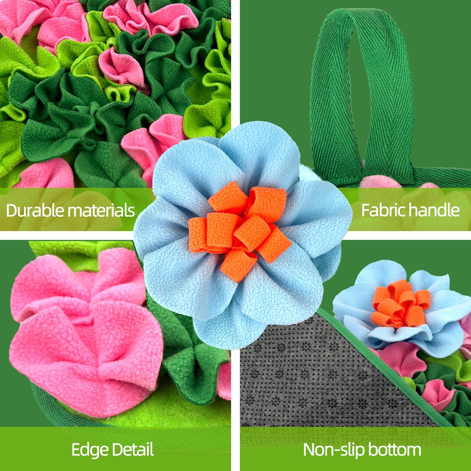 Small Animal Feeding Mat with Portable Handle, Cute Flower Design Pet Sniffing Pad, Interactive Pet Feeding Supplies for Rabbit Hedgehog Chinchilla, Rabbit Feeder