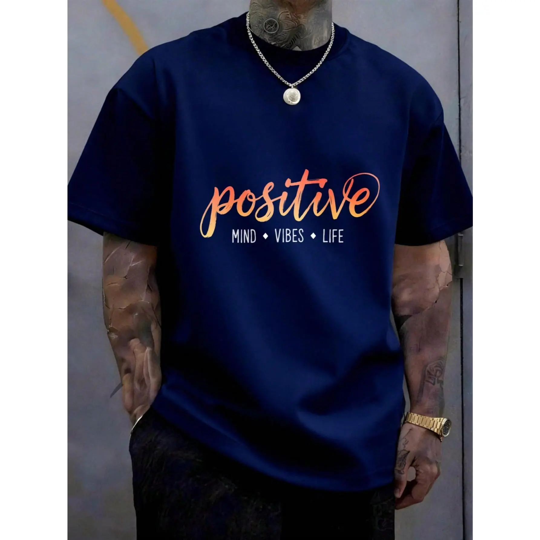 Casual Style, Men's T-Shirt, Positive Mind Vibes Life Design, Everyday Wear, Gift For Him