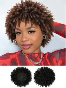 Women's Afro Curly Dreadlock Wig Topper Synthetic Hairpiece for Thinning Hair Kinky Short Locs Toupee Suitable for All Users