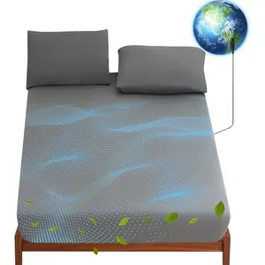 Grounding Sheets  90%   + 10% Pure  Fitted Grounded Sheet for  Sleep  Earth Connected Bed Sheet with Long Grounding Cord (Gray 60"x 80"x 16")