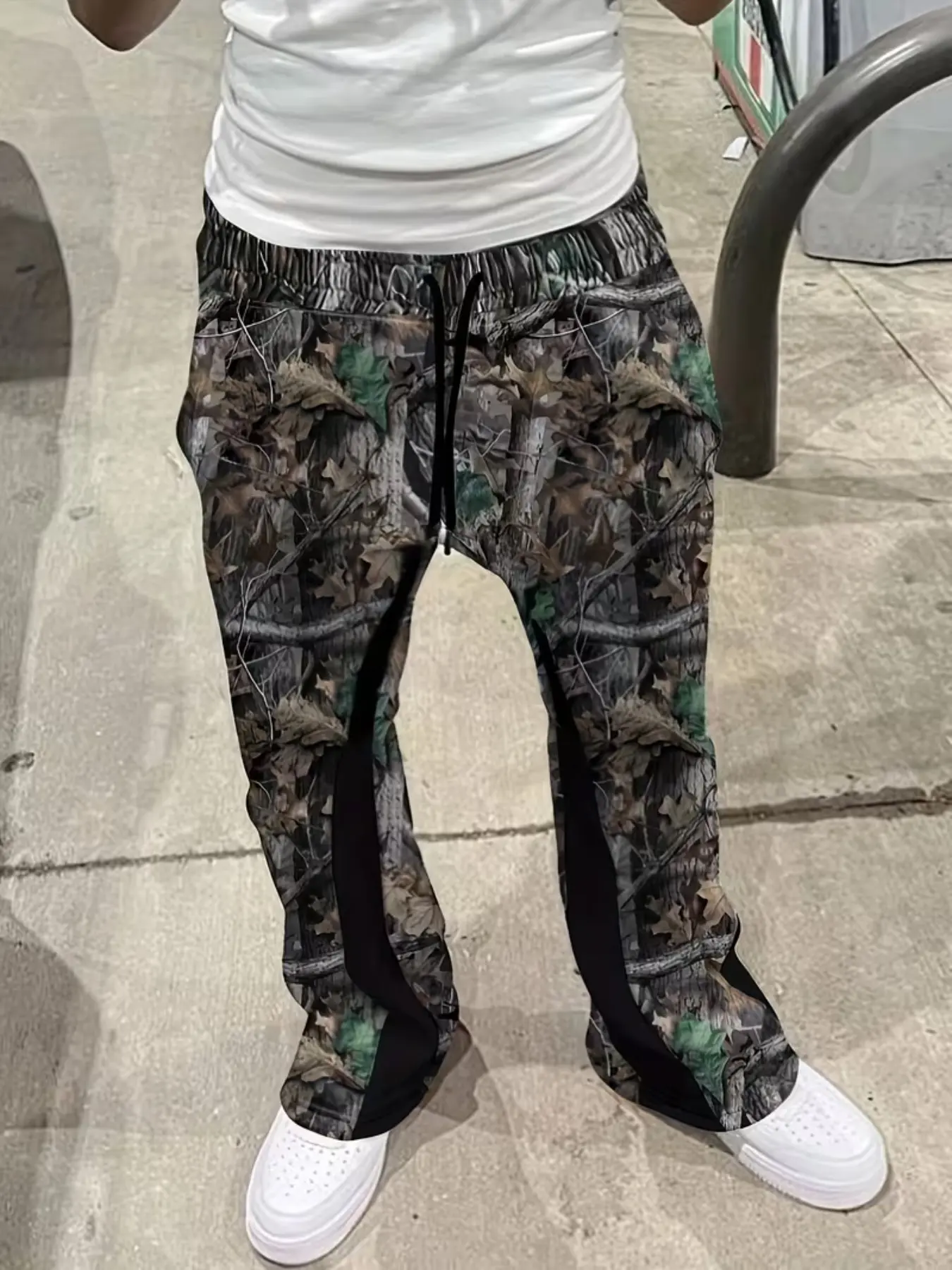 Men's Wide-Leg Trousers, Loose-Fitting 3D Print Long Pants, Casual Streetwear, Hip-Hop Retro Style, All-Season Sporty Fashion