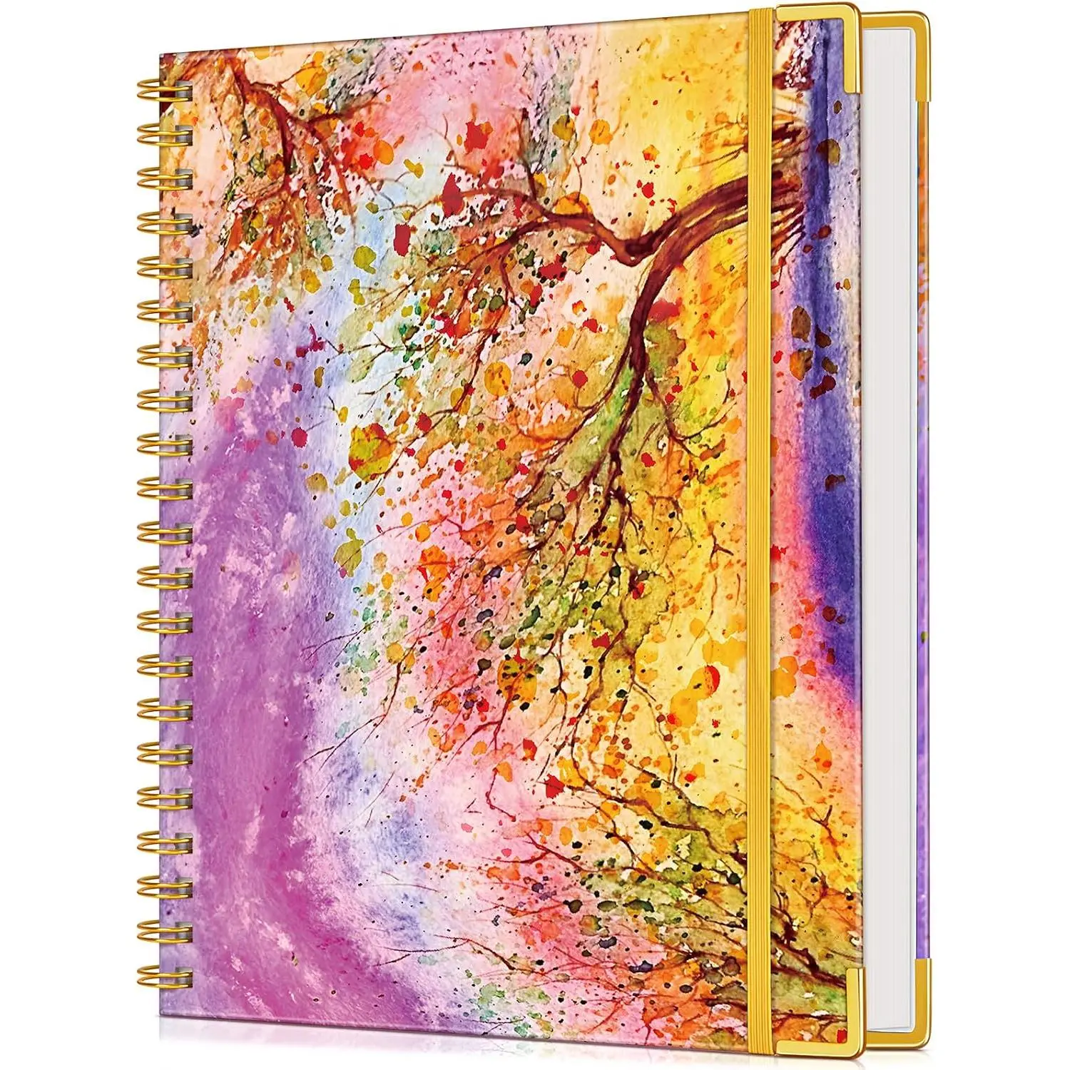 Lined Spiral Notebook Journal for Women, 150 Pages Cute Notebooks 5.75” x 8.38”, A5 Hardcover Spiral Journals with 100 GSM Thick Paper, College Ruled Notebook for Writing Work School, Autumn Tree