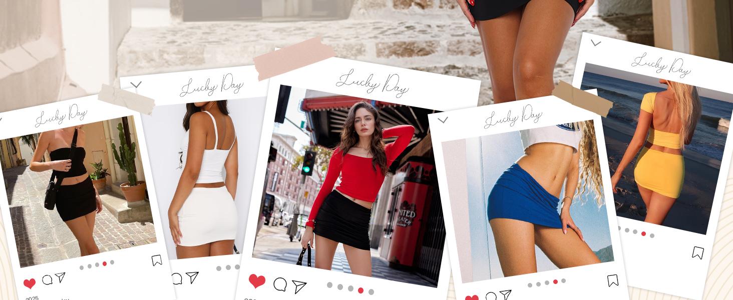 LOMON Y2k Mini Skirts for Women with Shorts Underneath Bodycon Skorts Sexy Club Date Night Micro Pencil Skirt Streetwear Black Basic Outfit - Womenswear