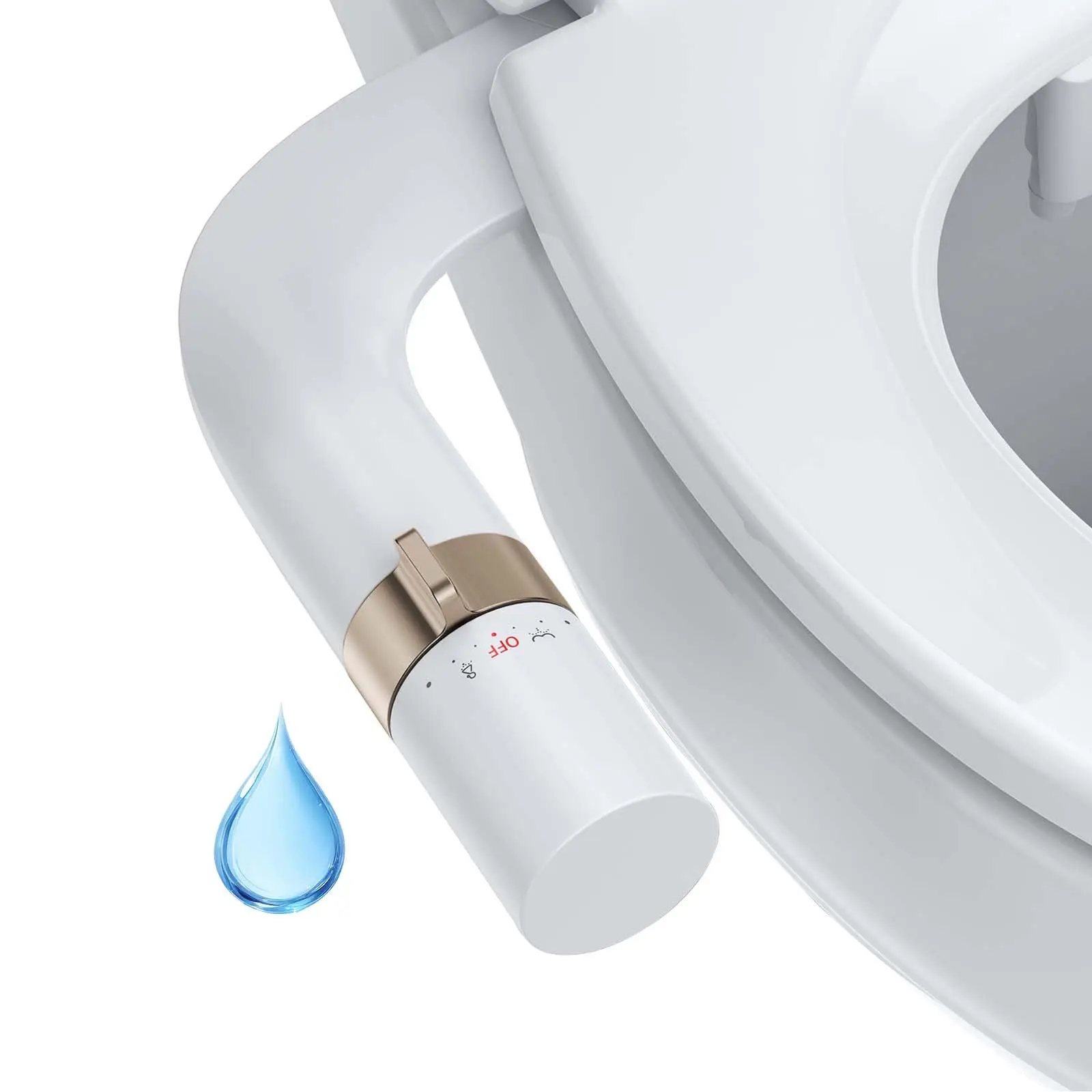 Garvee Ultra-Slim Non-Electric Bidet Attachment for Toilet with Adjustable Water Pressure, Self-Cleaning Fresh Cold Water Spray Jet for Rear and Feminine Wash, Easy to Install in Gold Finish