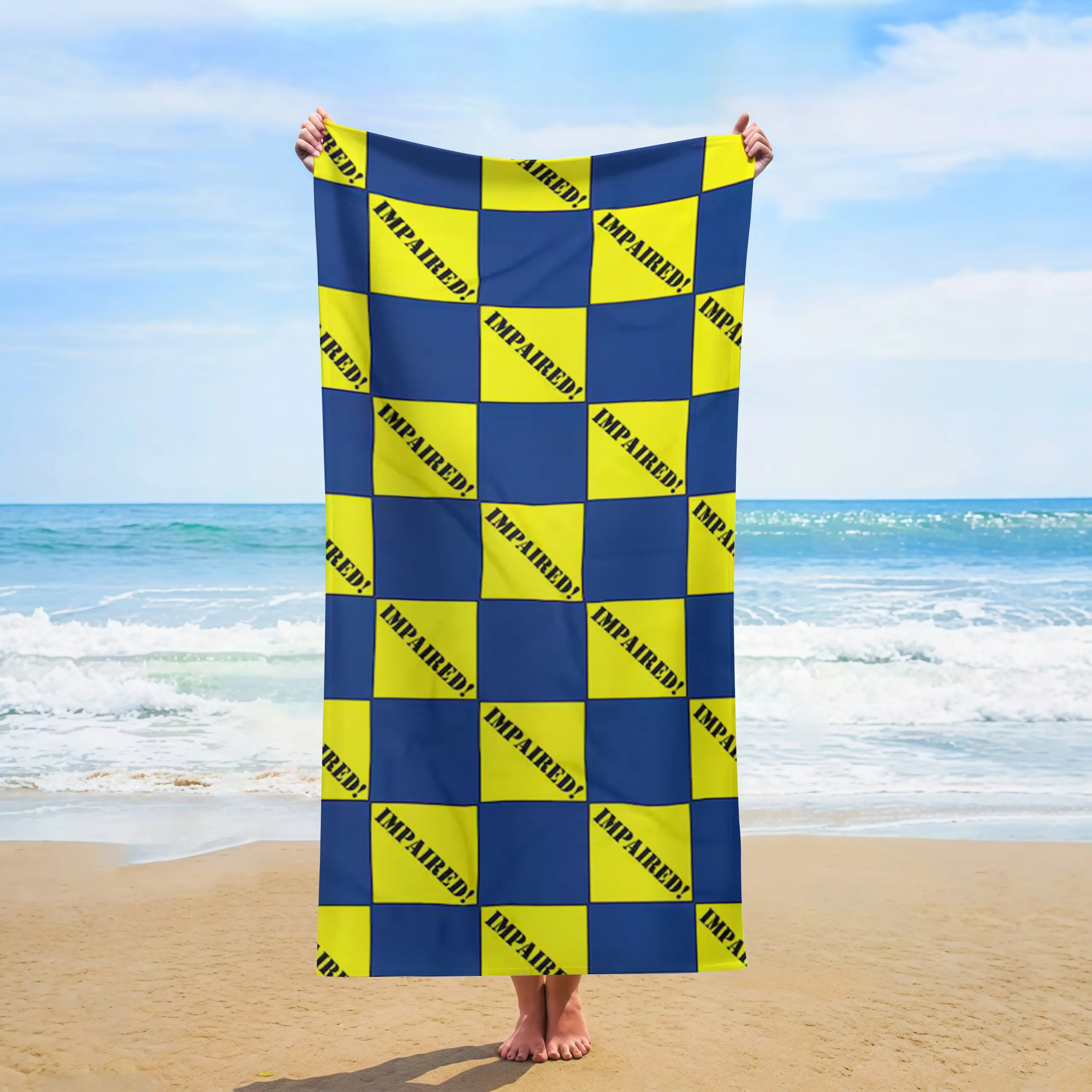 Funny Impaired Beach Towel, Sarcastic Road Sign Graphic Bath Towel, Absorbent Quick Dry Novelty Pool Towel, Unique Humor Gift for Beach Lovers, Large Beach Accessory, Soft Microfiber Travel Towel
