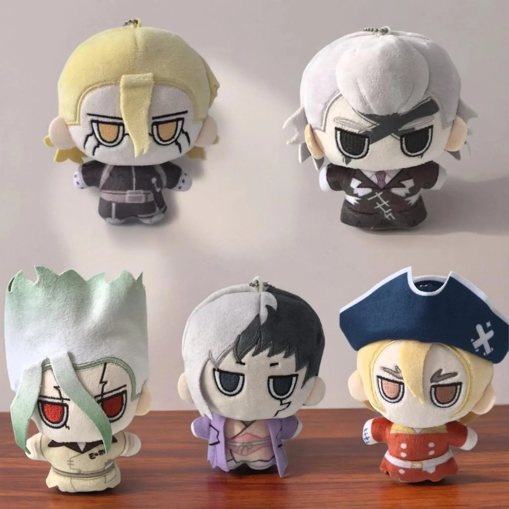 Soft Stuffed Dr. Stone Plush Pendant Anime Senku Gen Dr.Xeno Stanley Ryusui Keychain Cute Bag Charm for Fans Gift Collection