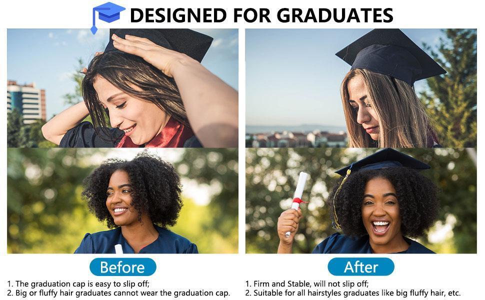 2 Pack Graduation Cap Headband Firm Anti-Fall Grad Headband Insertnb Secures Your Graduation Cap