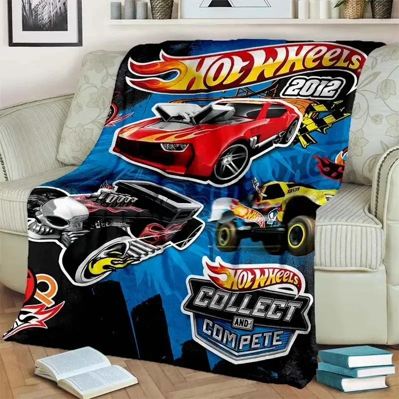 Hot Wheels Flannel Throw Blanket, Warm Soft Cozy Blanket for Bedroom Sofa Travel and Kids Room Decor
