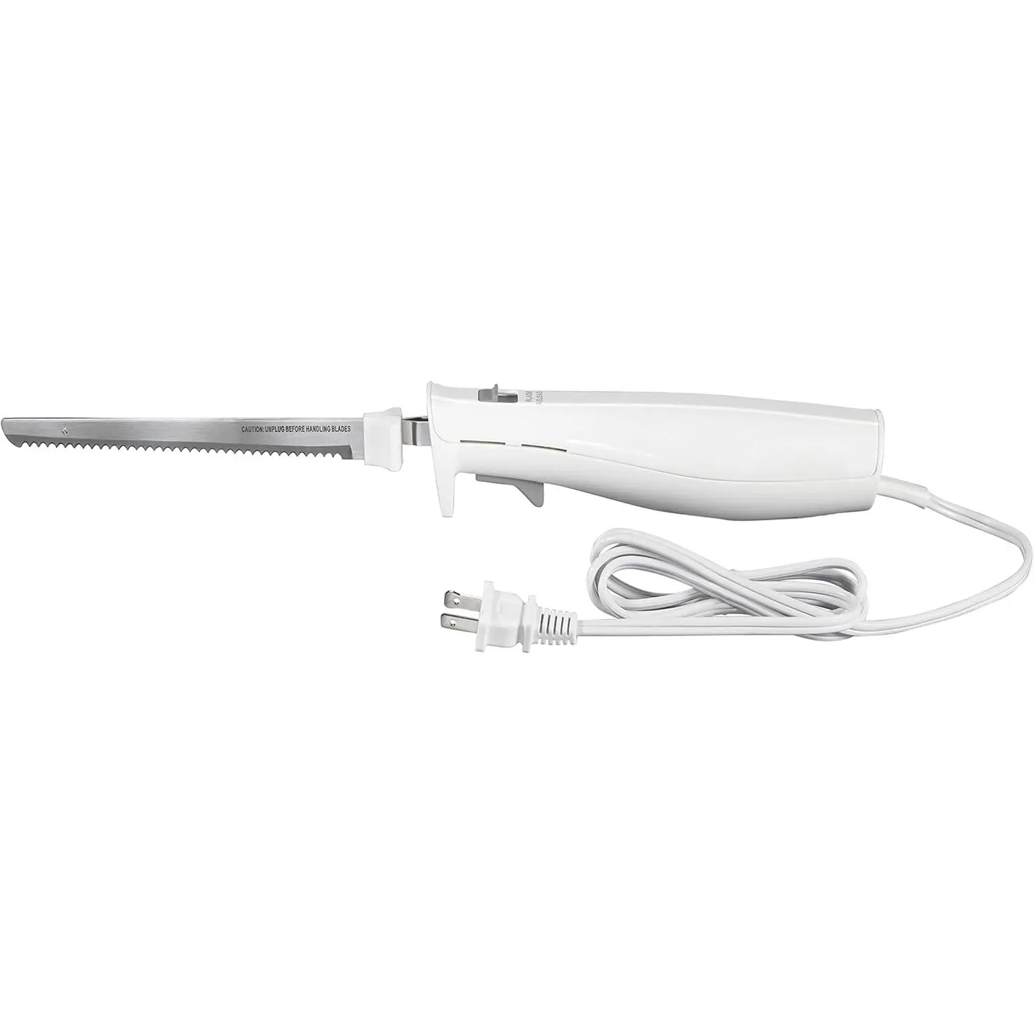 Easy Slice Electric Carving Knife - Lightweight Home Knife with Contoured Grip for Meat, Poultry, Bread, White Home Supplies, Knives