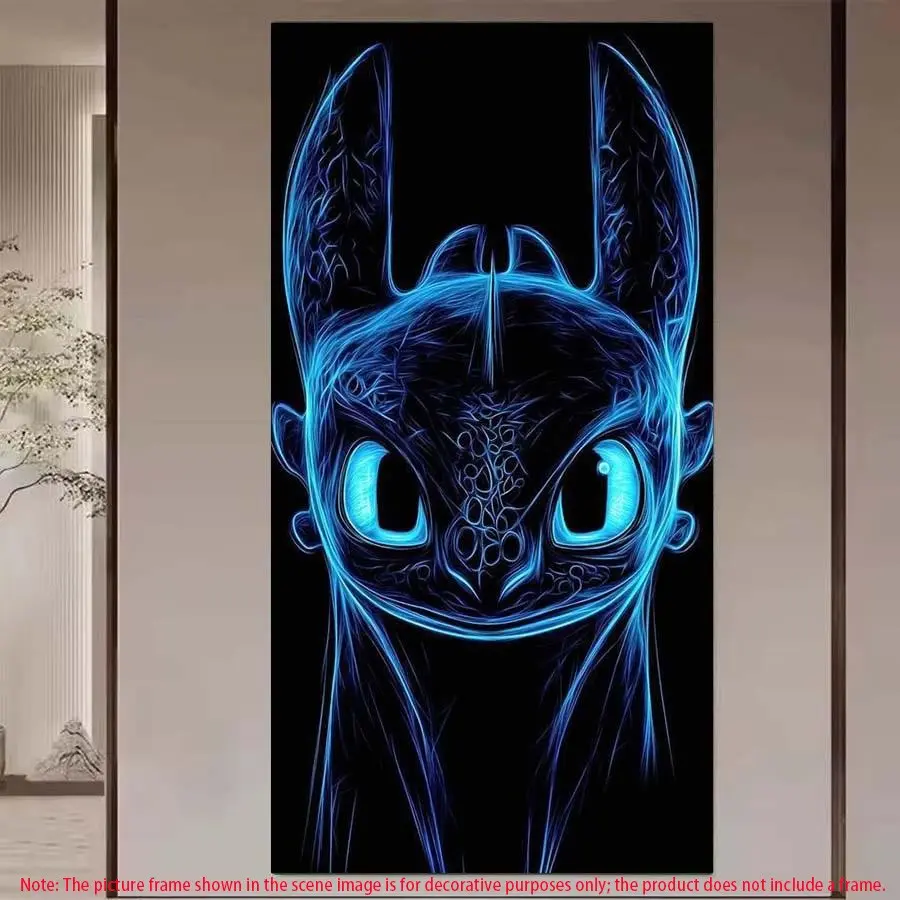 1 DIY diamond painting kit, 5D diamond art set, DIY decoration, Night Fury Dragon diamond painting kit with full round diamonds, mosaic, diamond art, DIY art home decoration, suitable for Christmas.