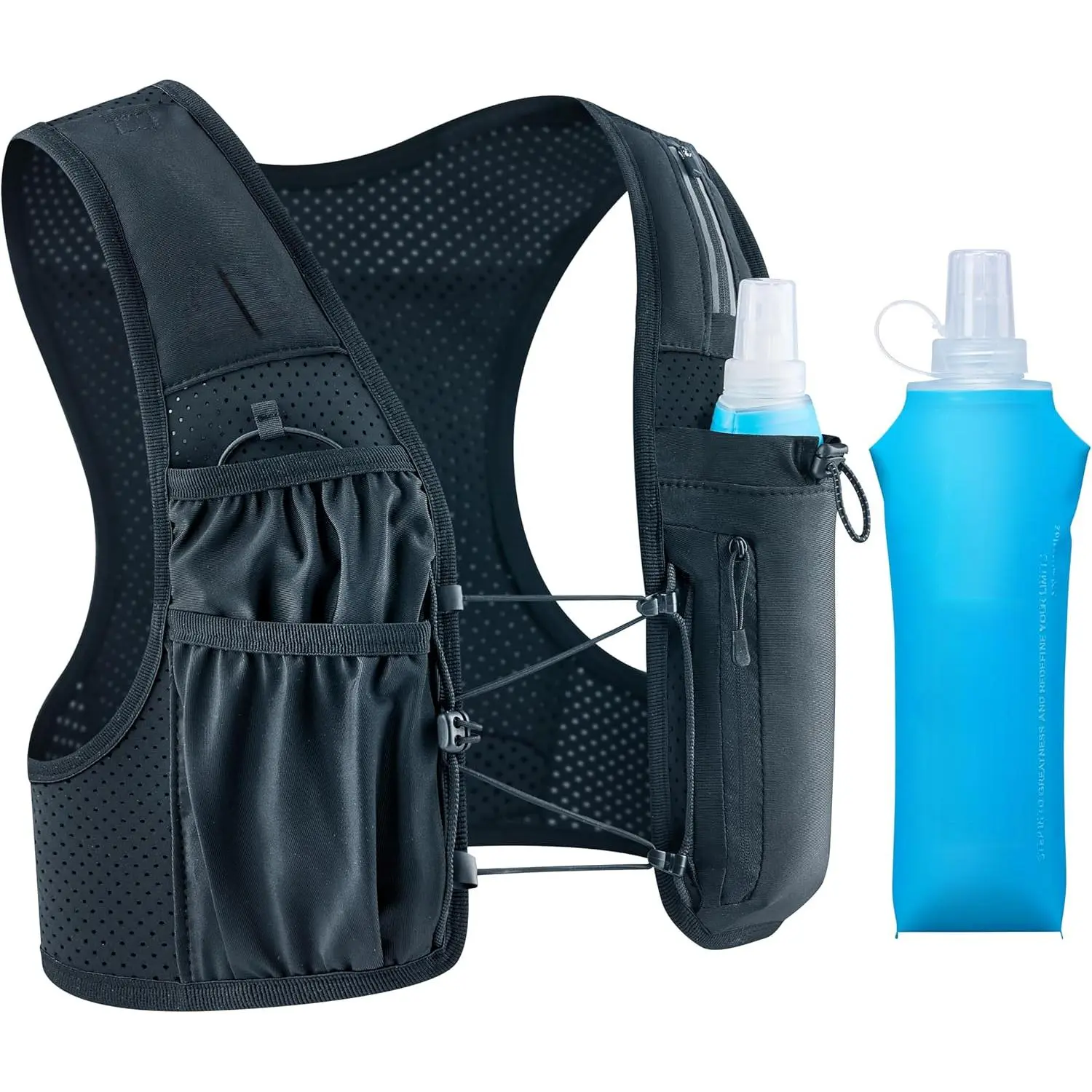 Adults' Outdoor Running Vest - USA Original Patent, Adjustable Chest Straps, 500ml Soft Flask, Lightweight Reflective Hydration Backpack for Marathon, Hydration Vest, No, Unisex