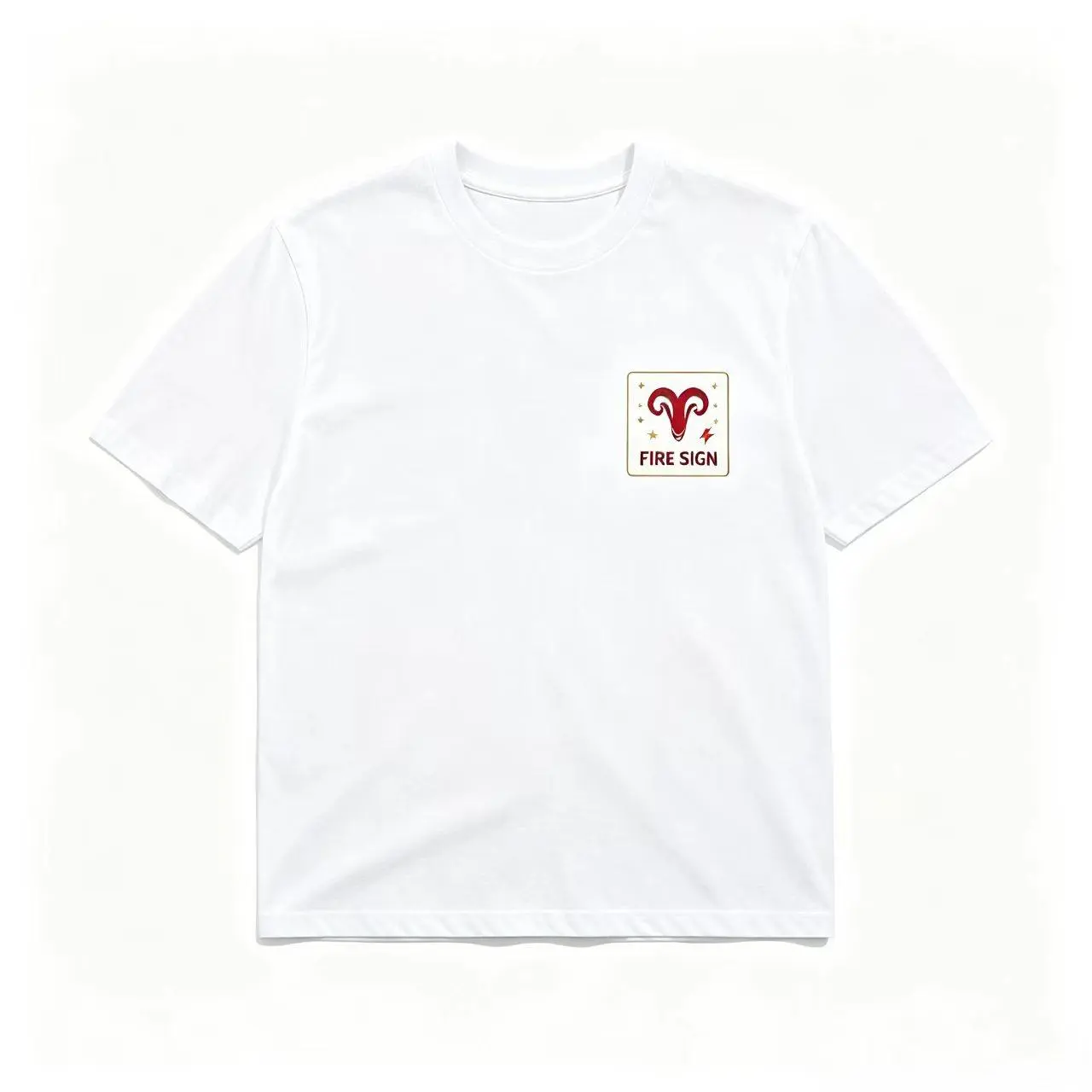 Women's Minimalist Cotton Zodiac T-Shirt - Fire Sign Ram Small Chest Graphic, Ideal Gift for Her, Daily Casual/Summer Outfit Tops